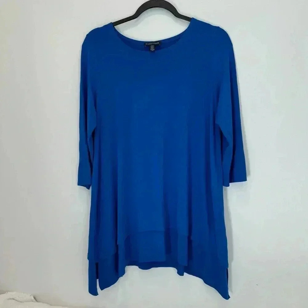 Eileen Fisher Lightweight Viscose Jersey Jewel Neck Tunic, Catalina, SP